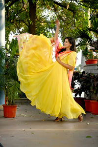 Thumbnail for Aastha Fashion Women's Yellow Tebby Silk Anarkali Dress with Dupatta - Distacart