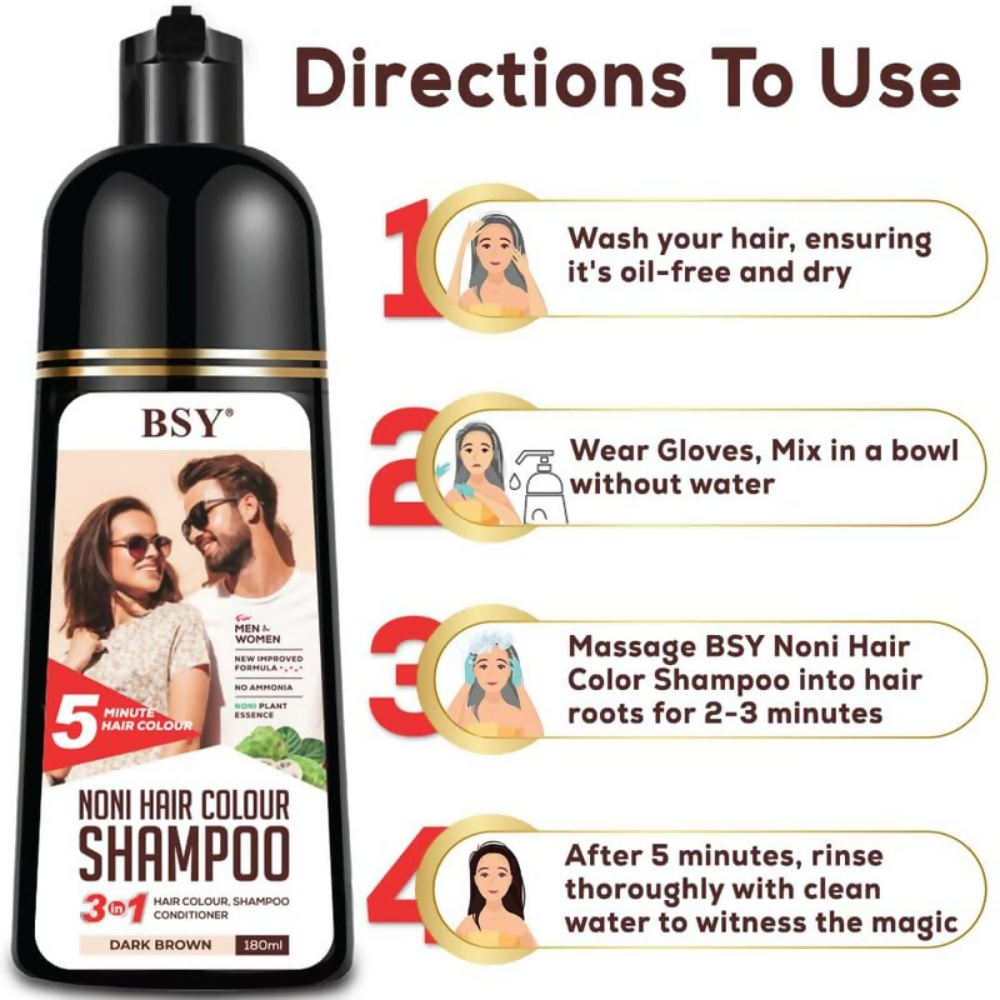 Bsy 5-Min 3 IN 1 Natural Hair colour shampoo - Brown - Dista