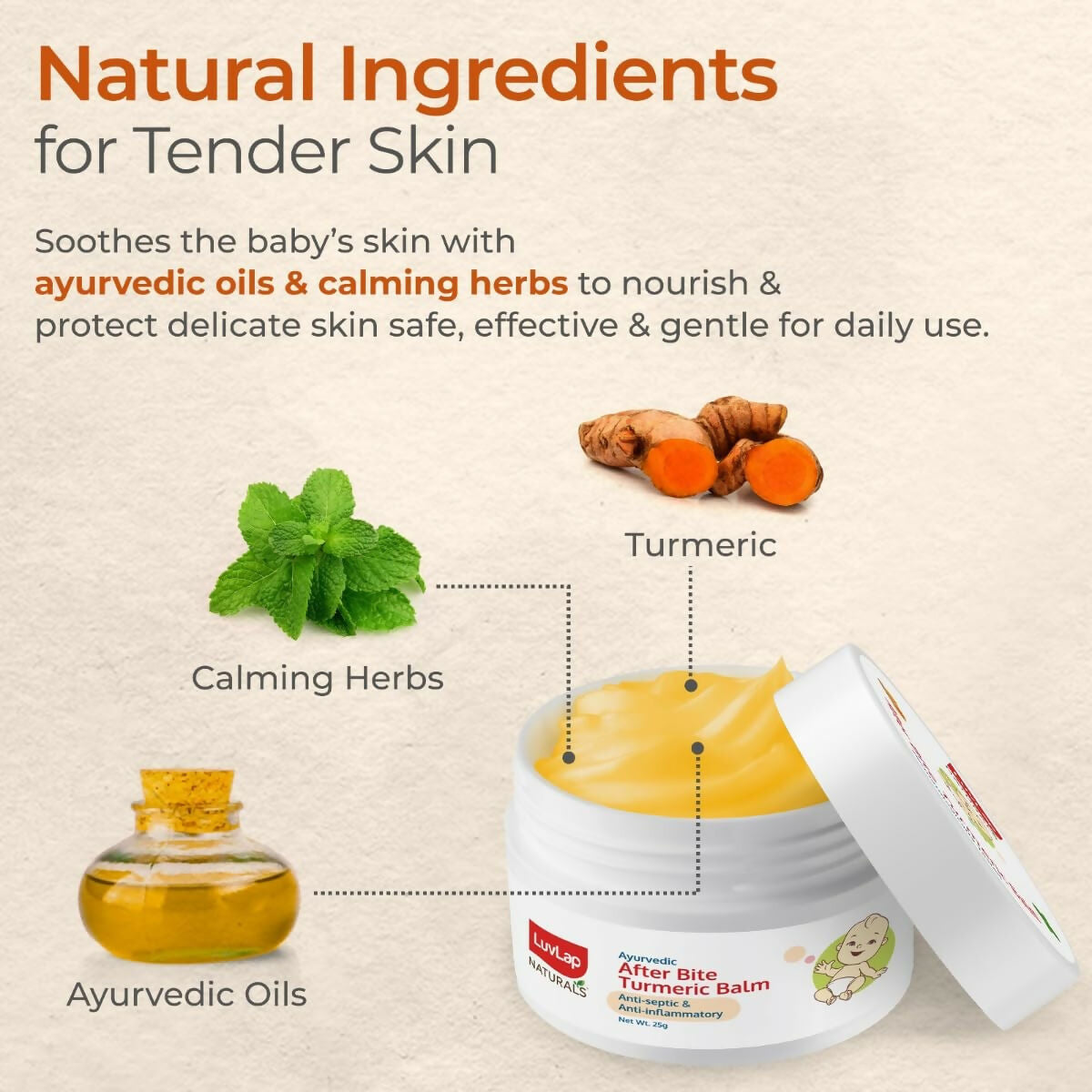 LuvLap Naturals After Bite Turmeric Balm with Pudina - Distacart