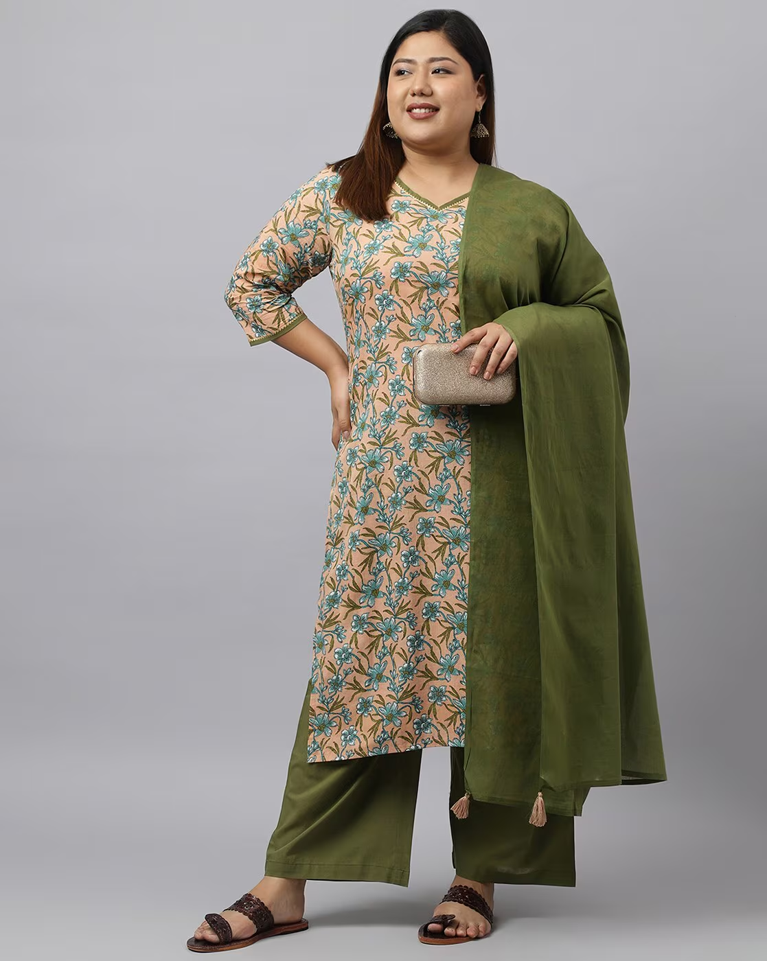 Janasya Women's Peach Cotton Straight Casual Kurta Set - Distacart