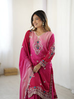 Thumbnail for Pramukh Fab Rani Pink Color Chinon Kurta Sharara Set