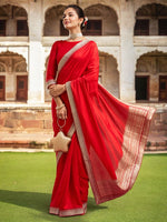 Thumbnail for Lorenvalley Fashion Red Vichitra Silk with Sequence coding Work Saree with Blouse
