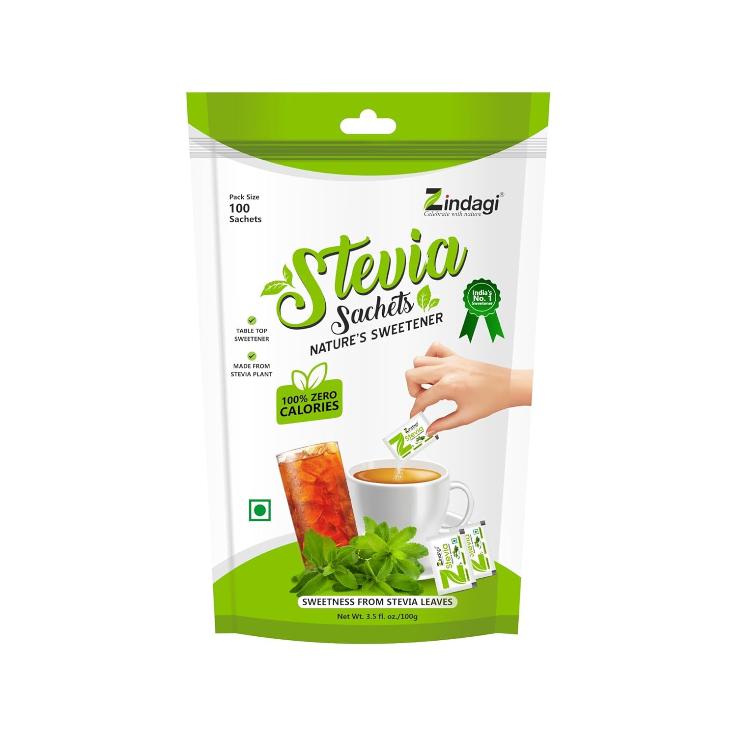 Zindagi Stevia Nature's Sweetener Sachets - Distacart