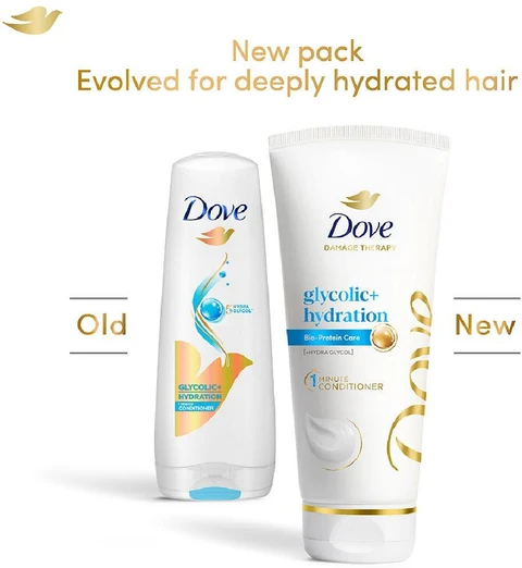 Dove Glycolic + Hydration Conditioner With 5% Hydra-Glycol For Upto 100 Hours Of Hydrated, Fluid Hair - Distacart