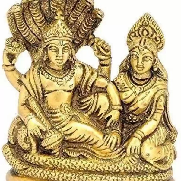Labhcart Brass Lakshmi Vishnu Idol God Goddess Statues Religious Deity Laxmi Vishnu Resting On Sheshnaag - Distacart