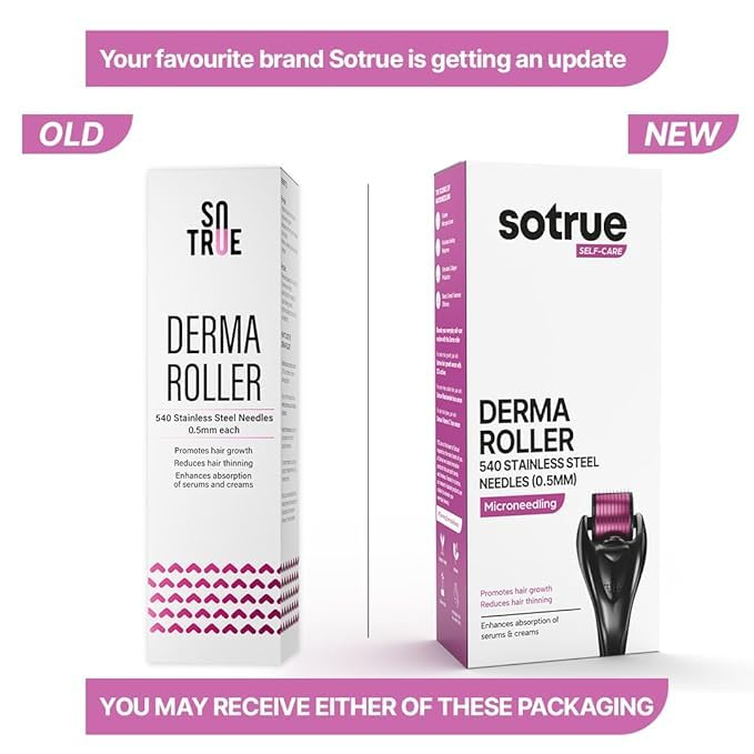 Sotrue Derma Roller For Hair Growth 0.5 mm with 540 Titanium Needles - Repairs Damaged Hair, Activates Hair Follicles - Distacart