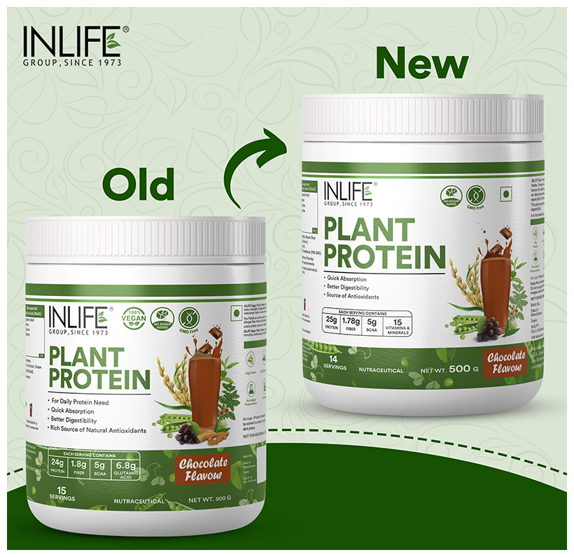 Inlife Vegan Plant Protein Powder Chocolate Flavour - Distacart