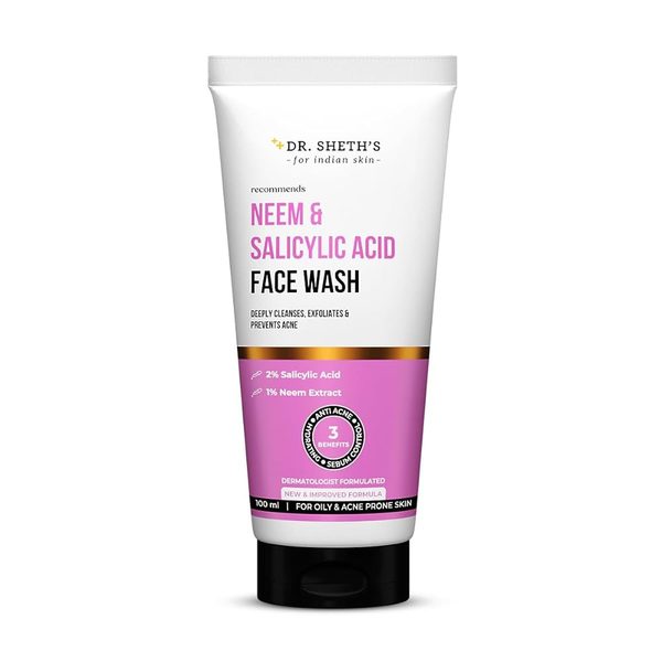 Dr. Sheth's Neem & Salicylic Acid Face Wash, Anti-Acne & Oil Control Face Cleanser - Distacart