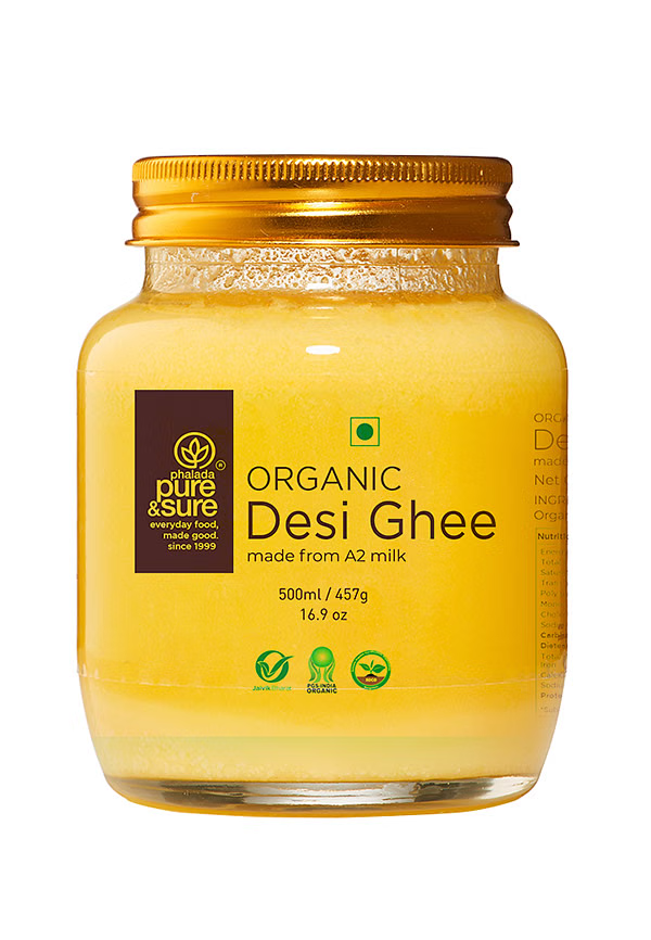 Pure & Sure Organic Desi Ghee | Fresh natutal cow ghee made by Bilona method (Curd Churned) with goodness of health