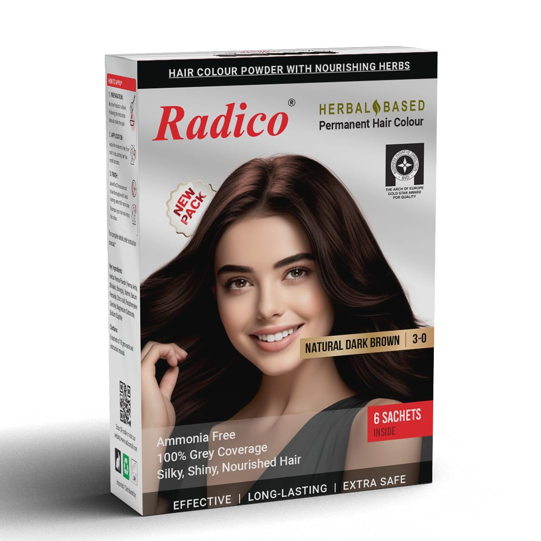 Radico Natural Herbal Based Permanent Hair Color - Dark Brown - Distacart