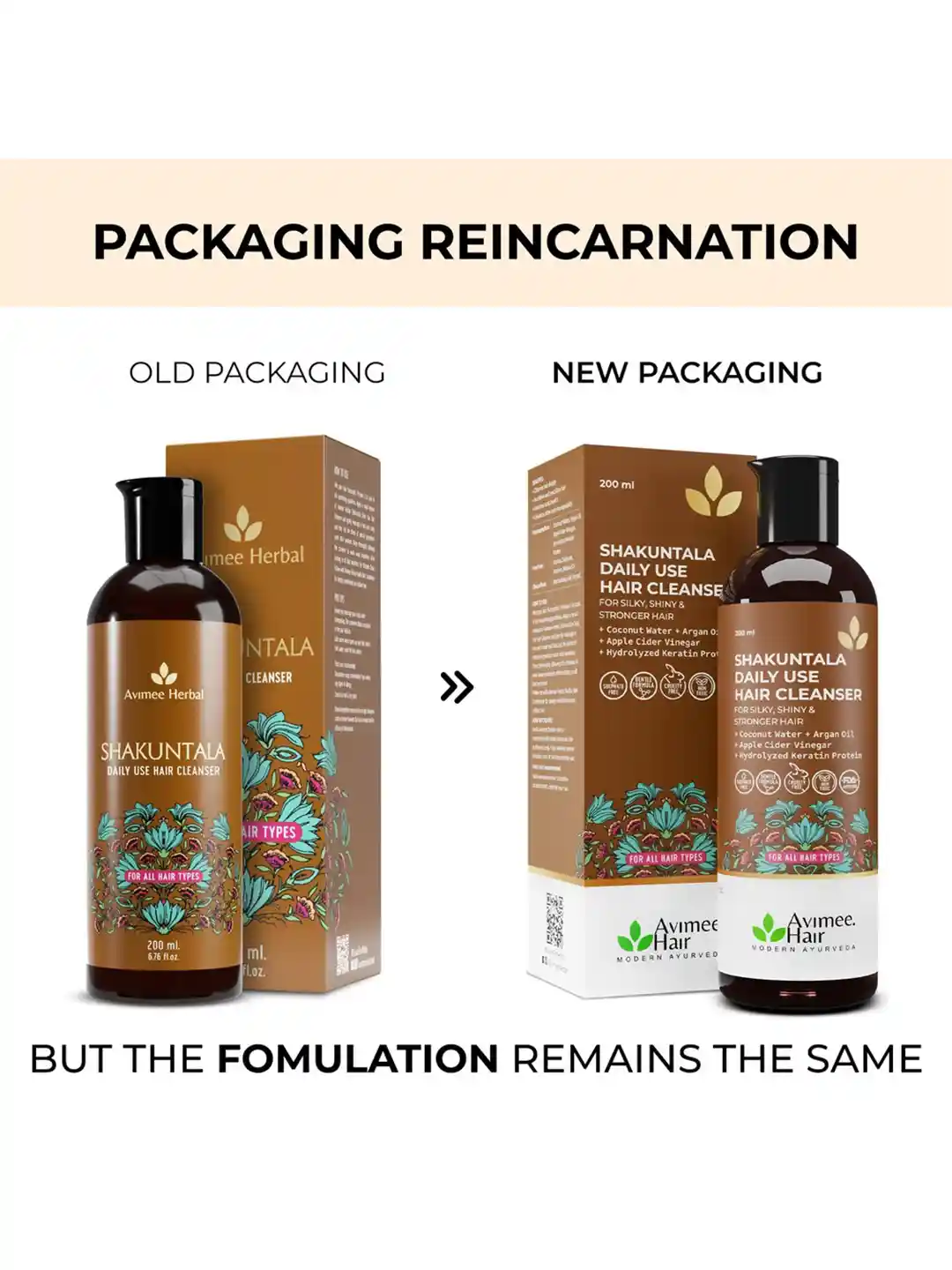 Avimee Herbal Shakuntala Hair Cleanser/Shampoo For Silky & Shiny Hair With Aloe Vera, Apple Cider Vinegar, Rice Protein & Keratin Protein