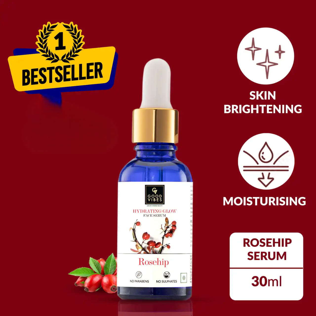 Good Vibes Rosehip Radiant Glow Face Serum - Distacart