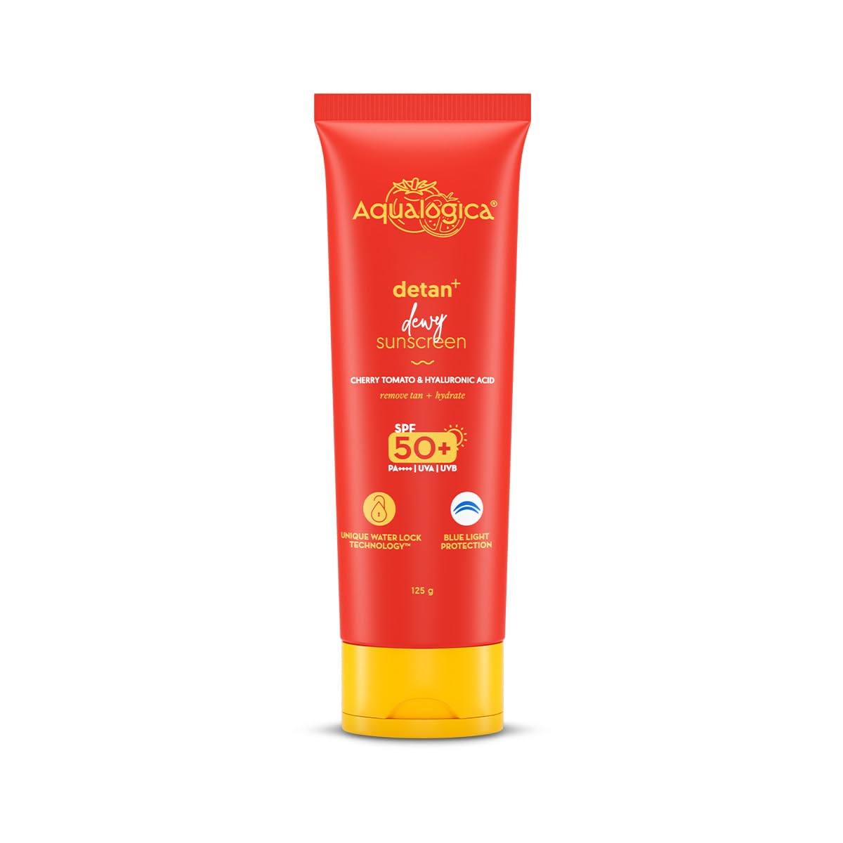 Aqualogica Detan + Dewy Sunscreen With Cherry Tomato & Hyaluronic Acid, SPF 50+ & PA++++ - Distacart