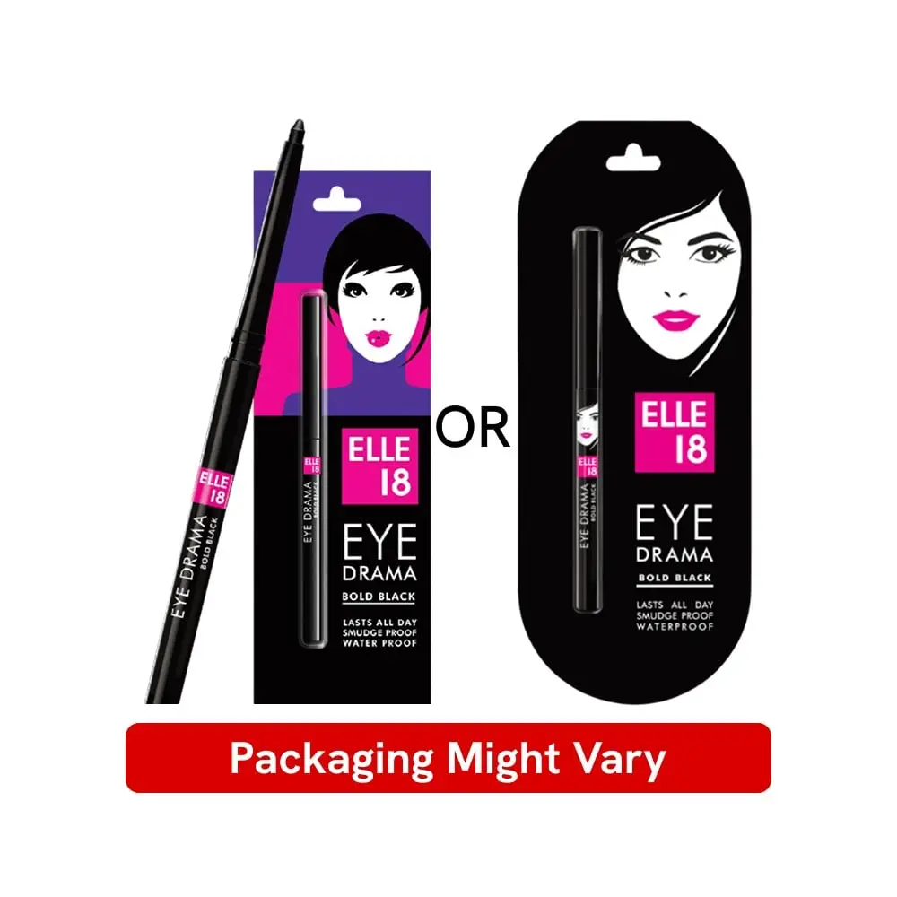 Elle 18 Eye Drama Kajal-Bold Black - Distacart