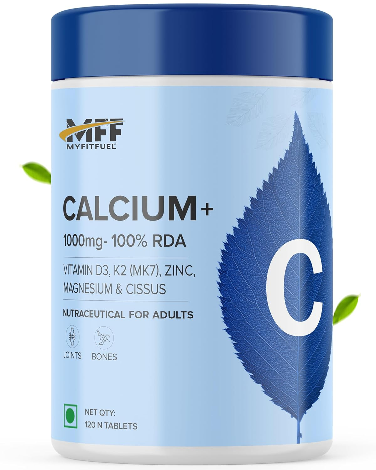 MyFitFuel Calcium+ & Vitamin D3, K2 (MK7), Zinc, Magnesium & Cissus Tablets - Dista