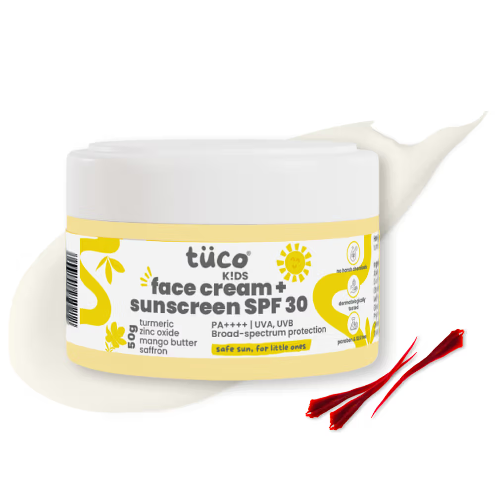 TuCo Intelligent Kids 2-in-1 Saffron Face Cream & Sunscreen For Sun Protection And Glow - Distacart