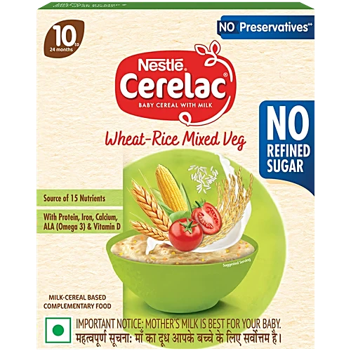 Nestle Cerelac Baby Cereal with Milk - Wheat-Rice Mixed Veg, From 10 to 24 Months - Distacart