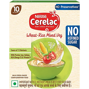 Nestle Cerelac Baby Cereal with Milk - Wheat-Rice Mixed Veg, From 10 to 24 Months - Distacart