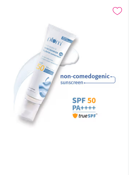 Plum 2% Niacinamide Sunscreen SPF 50 PA+++ UVA/B - Reduces Tan, No White Cast, Dermat Tested - Dista