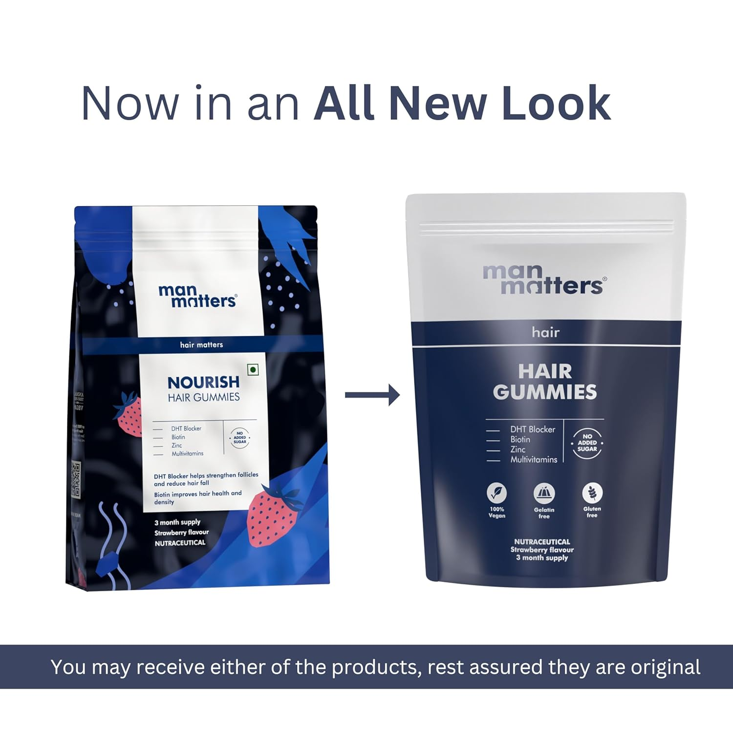 Man Matters Biotin Nourish Hair Gummies With Multivitamins (Sugar Free) - Strawberry Flavor With Zinc & Multivitamins - Distacart