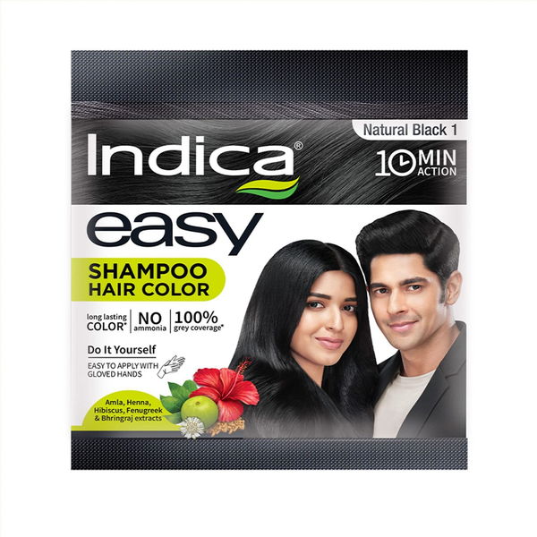 Indica Easy Hair Color Shampoo Natural Black - Distacart
