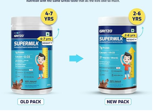 Gritzo Supermilk Weight+ For 4-7Y Boys - Double Chocolate Flavor - Distacart