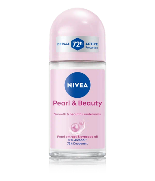 Nivea Pearl and Beauty Deo Roll On With Pearl Extracts & Avocado Oil 48 H Smooth & Beautiful Underarms 0% Alcohol - Distacart