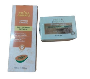Prisa Organics Saffron &amp; Papaya Lightening Face Wash and Saffron &amp; Papaya Skin Lightening Face Cream Combo - Distacart