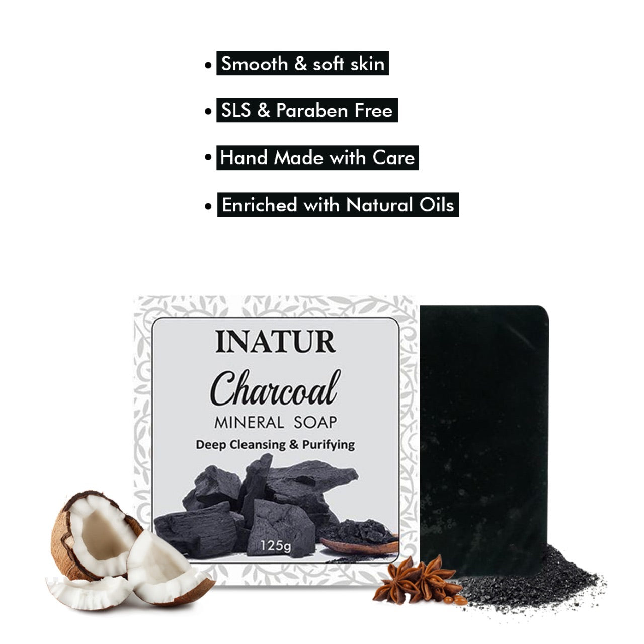 Inatur Charcoal Mineral Soap Deep Cleansing & Purifying - Distacart