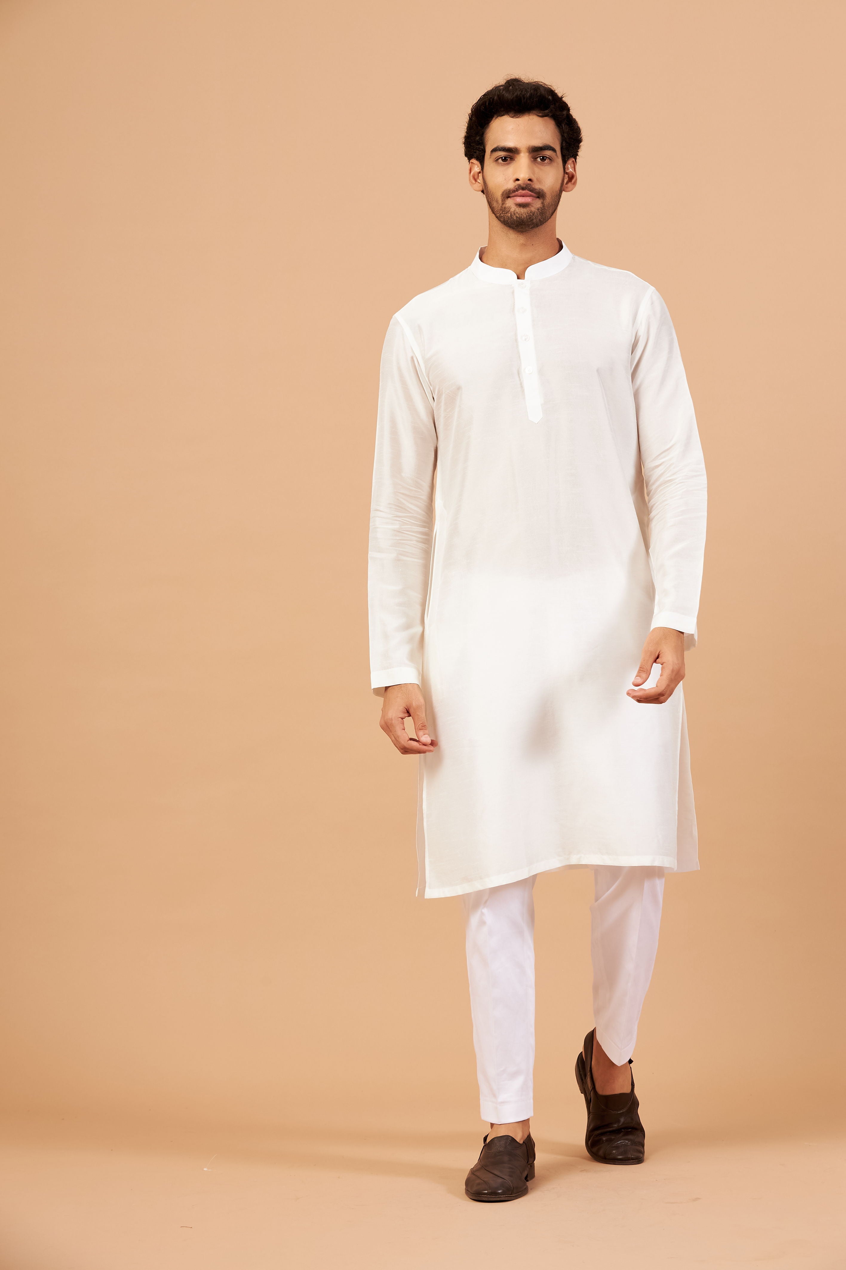 White Plain Kurta by Hilo Design - Distacart