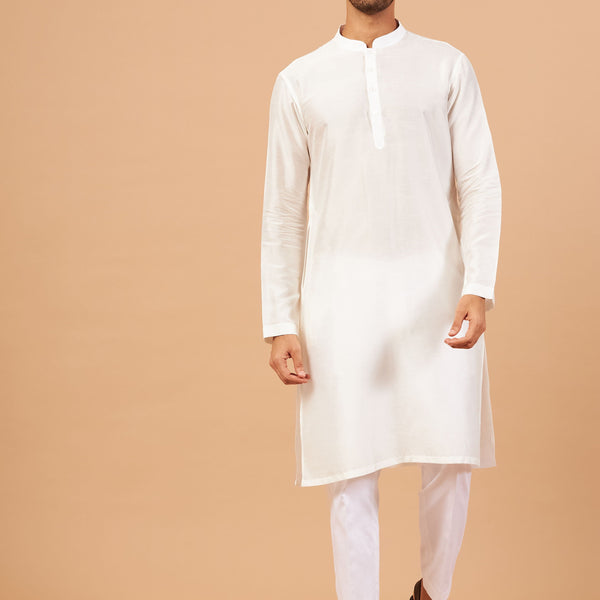 White Plain Kurta by Hilo Design - Distacart