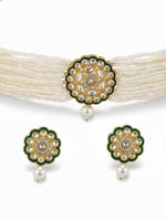 Thumbnail for NVR Women Gold Plated White Kundan Jewellery Set - Distacart