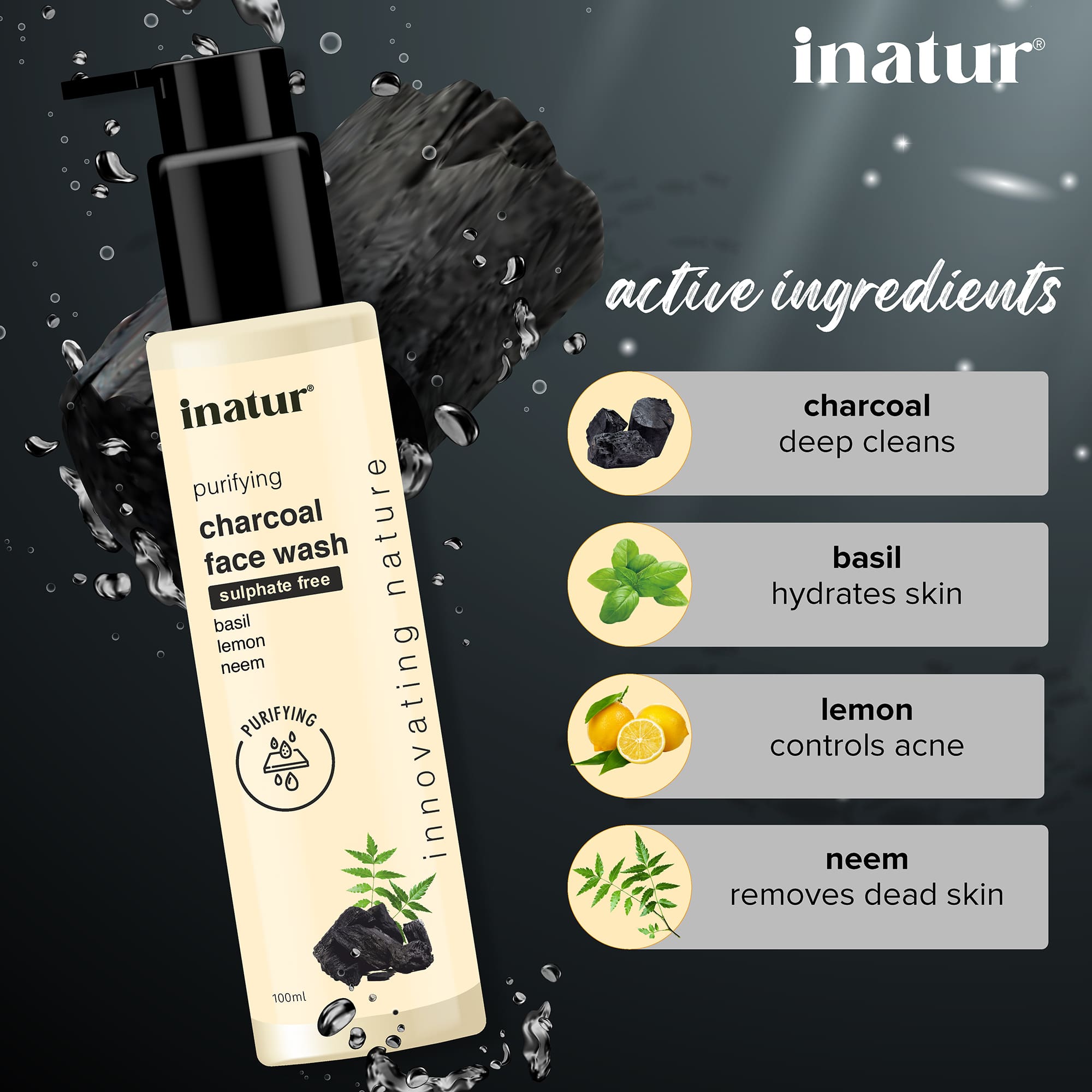 Inatur Charcoal Face Wash - Distacart