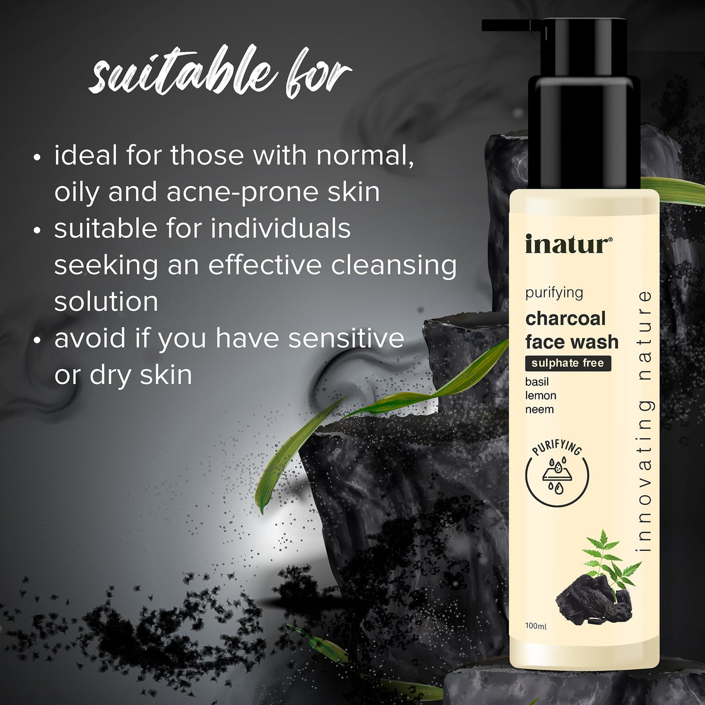 Inatur Charcoal Face Wash - Distacart