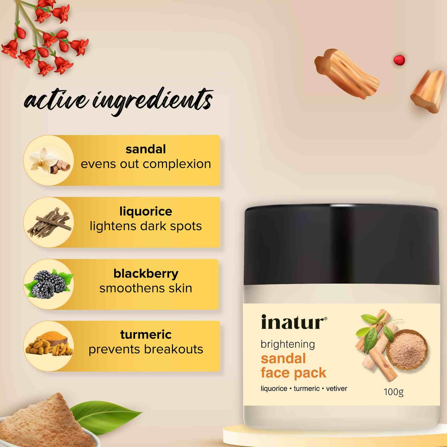 Inatur Sandal Face Pack - Distacart
