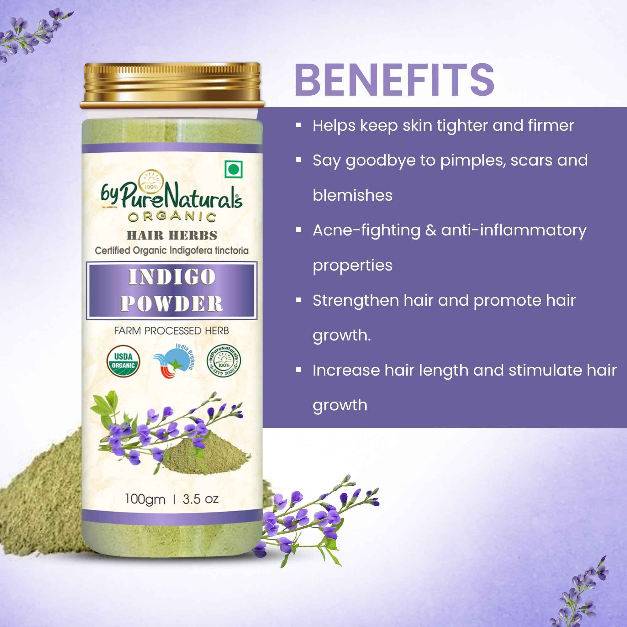 byPureNaturals Organic Indigo Powder - Dista