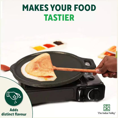 The Indus Valley Super Smooth Cast Iron Tawa,Pre-seasoned, Nonstick, 100% Pure, Toxin-free, Induction, 28/30.5cm, 2.8/2.9kg - Distacart