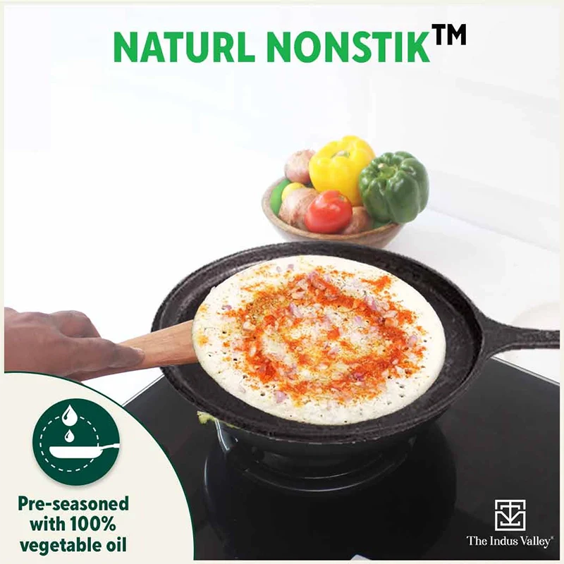 The Indus Valley CASTrong Cast Iron Cookware Set: Tawa+ Kadai (Wok model), Kitchen Set for Home, Pre-seasoned, 100% Pure, Toxin-free, Tadka Pan - Distacart