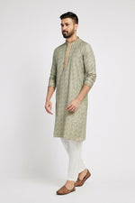 Thumbnail for Ethnic India Blue Men's Kurta Floral Polyester - Distacart