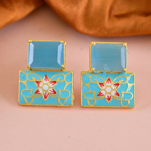 Joban Fashion Women Brass Firozi Onyx Earrings - Distacart