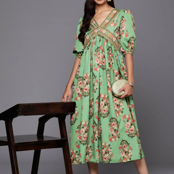 Ahalyaa Women's Traditional wear Lehnga Choli - Green - Distacart