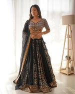 Thumbnail for Joban Fashion Black Lehenga Georgette Coding Dori with Sequence with Rivet Moti
