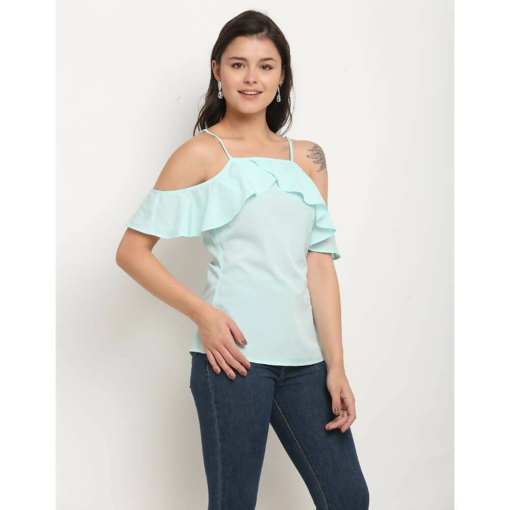 Aastha Fashion Women's Mint Green Polyester Solid Casual Top - Distacart