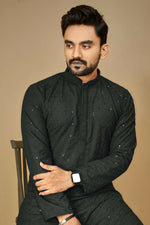 Thumbnail for Anaita Black Embroidered Rayon Straight Kurta - Distacart