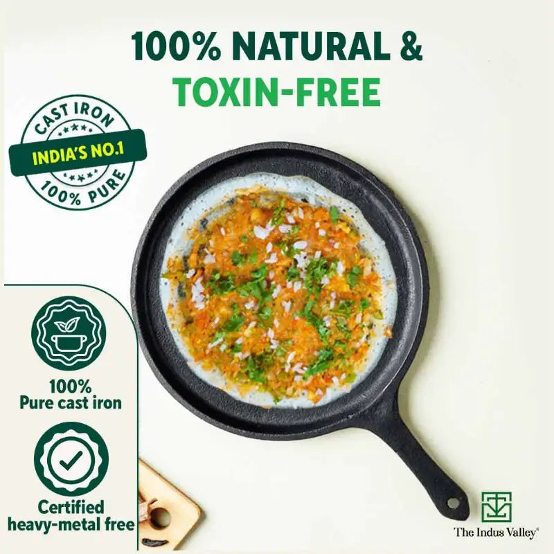The Indus Valley CASTrong Cast Iron Cookware Set: Tawa+ Kadai+ Frypan, Kitchen Set for Home, Pre-seasoned, 100% Pure, Induction, Tadka Pan - Distacart