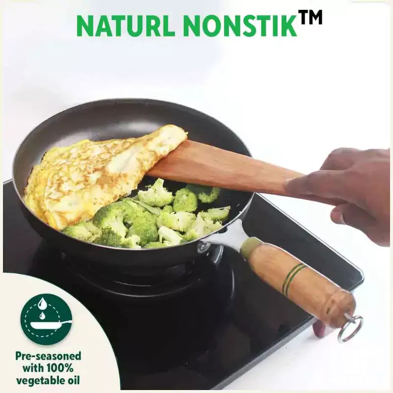 The Indus Valley 100% Pure Iron Cookware Set: Tawa+ Fry Pan+ Wok, Toxin-free Sheet Iron, Pre-seasoned, Induction & Gas, Kitchen Set for Home, Kadai - Distacart
