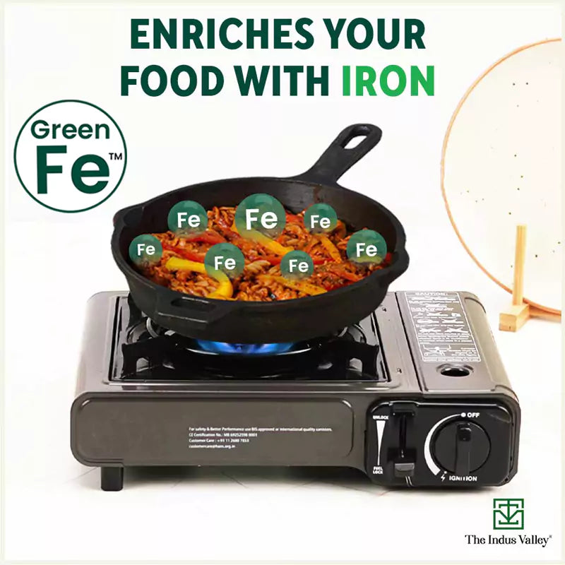 The Indus Valley Super Smooth Cast Iron Set: Kadai+ Tawa+ Frypan, Kitchen set for Home, Nonstick, 100% Pure, Toxin-free, Tadka Pan