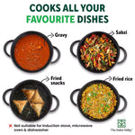 Thumbnail for The Indus Valley CASTrong Cast Iron Kadai, Pre-seasoned, Nonstick, 100% Pure, Toxin-free, Spatula, 25.2cm, 2.2L, 2.37kg