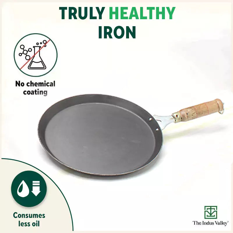 The Indus Valley 100% Pure Iron Cookware Set: Kadai+ Tawa+ Fry Pan, Toxin-free Sheet Iron, Pre-seasoned, Induction & Gas, Kitchen Set for Home, Tadka Pan - Distacart