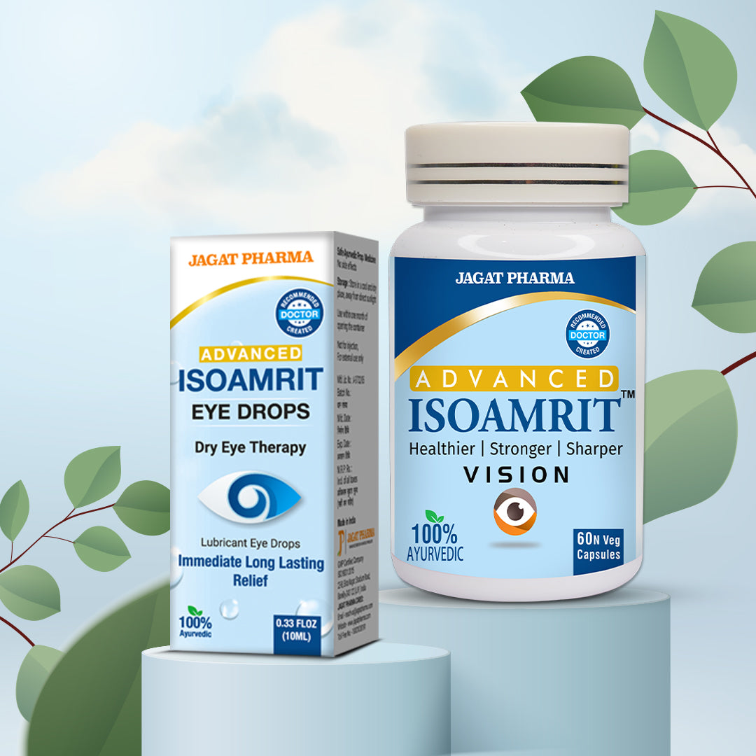Jagat Pharma Iso Amrit Eye Drop + Iso Amrit Capsules Combo: Dual Action Relief From Dry Eyes